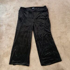 Calvin Klein Velour Slacks 16W Black Luxury Wide Leg Classic Dressy Designer Chi